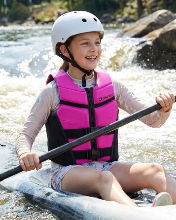 Рятувальний жилет Owntop для підлітків та дітей Легкий неопреновий рятувальний жилет Регульований рятувальний жилет з подвійними пряжками безпеки для плавання, каякінгу, веслування та риболовлі, рожевий M (30-40 кг)