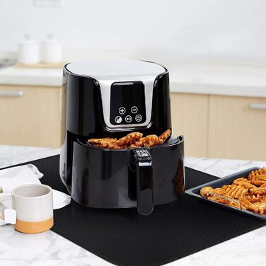 Вогнетривка накладка 2 шт. и, силіконовий вогнезахисний килимок зі скловолокна для стільниці, термостійкий килимок для аерофритюрниці кавоварки для мікрохвильової печі, протиковзкий водонепроникний 40 x 60 см, чорний