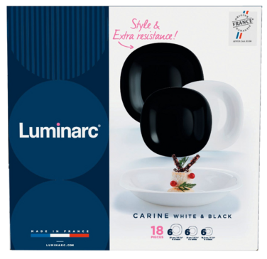 Сервіз столовий Luminarc Carine Black&White, 18 предметів (6773529)