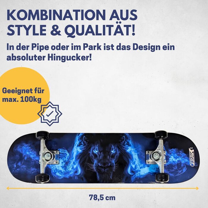 Скейтборд Lion Pro Sport найкращий спортивний скейт з міцною дерев'яною декою ABEC-5 підшипники для початківців та досвідчених повний компліт 31" канадський клен стрит трюки парк оригінал 2025