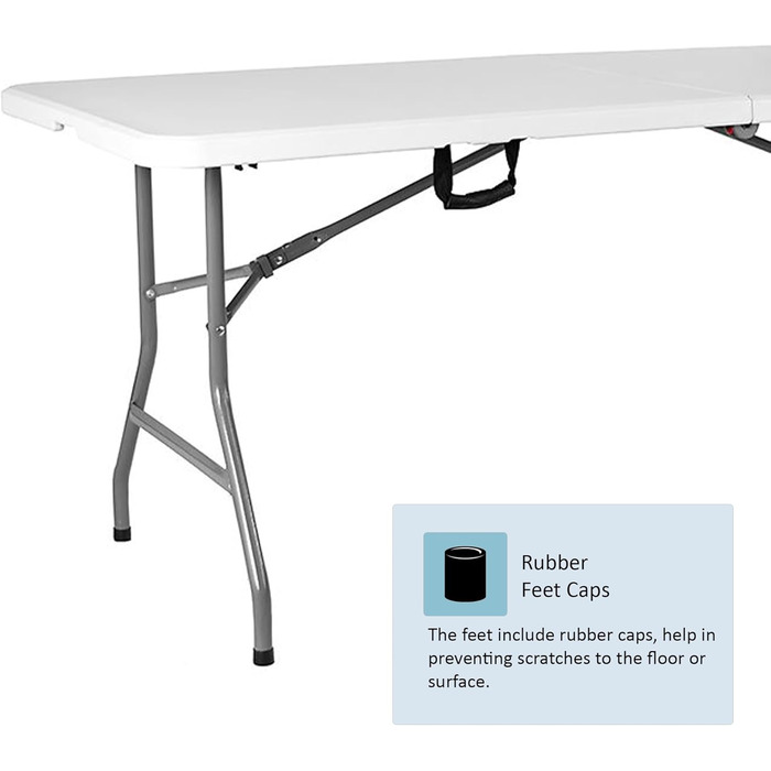 Складаний стіл Home Vida, 1,5 м, міцний, надзвичайно міцний, для кемпінгу, фуршету, весілля, ринку, саду, вечірки, багажника автомобіля, стайні, пікніка, кабінки, для використання в приміщенні та на вулиці, складна ручка для перенесення