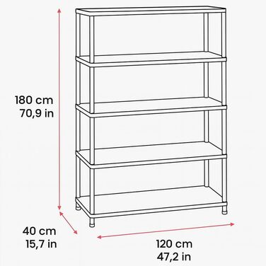 Пластиковий стелаж Ondis24 антрацитового кольору, 120 x 40 x 180 см міцний стелаж без болтів з 5 полицями, 60 кг на полицю полиця для зберігання, полиця для підвалу, полиця для майстерні, полиця для зберігання в гаражі та коморі
