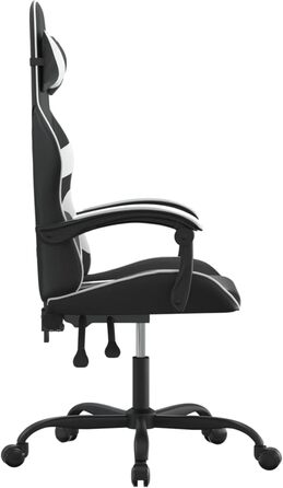 Поворотне ігрове крісло, чорно-біле, штучна шкіра, модель 349548