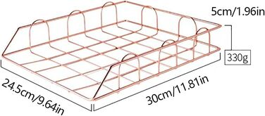 Лоток для листів A4 Лоток для паперу Відсіки для зберігання Штабельований стіл Офісний органайзер Лоток для документів, сучасний металевий лоток у свіжому дизайні, настільний лоток із 4 частин (рожеве золото)