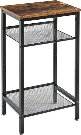 Журнальний столик YMYNY, тумбочка з регульованими полицями та ніжками, телефонний столик, столик для дивана з дерева, металевий каркас, індустріальний стиль, для вітальні, спальні, офісу, рустикальний коричневий HST005H 1-елементний рустикальний коричневи