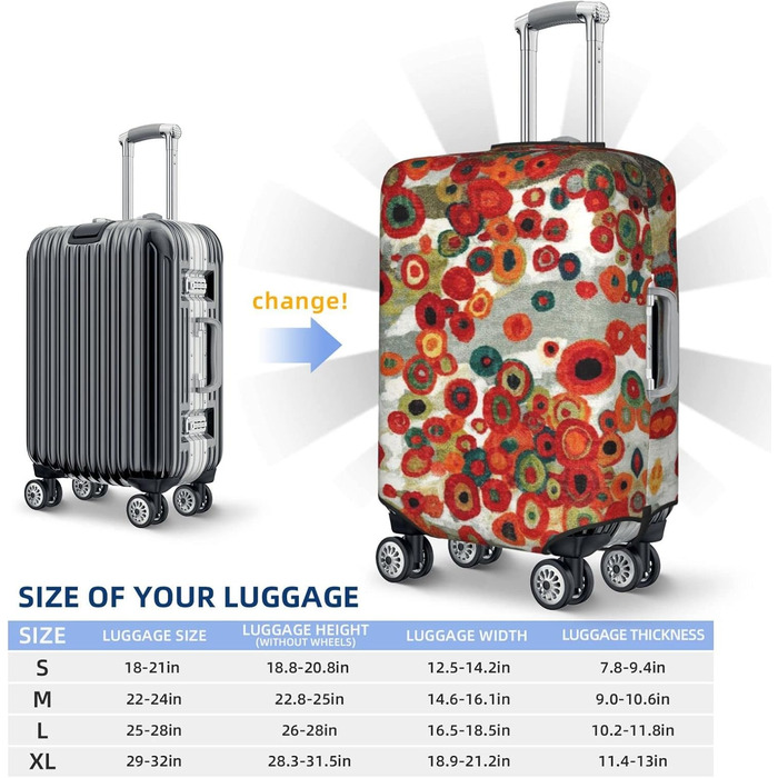 Чохол на валізу Абстрактні квіти, еластичний, водостійкий, захист валізи для подорожей та роботи (для валіз розміром 45,7 - 81,3 см), Чорний, Великий розмір