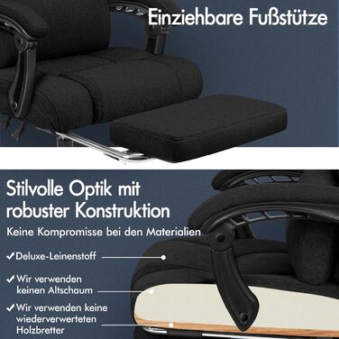 Ергономічне офісне крісло ALFORDSON серії Black Linen BOSS з кутом нахилу 150°