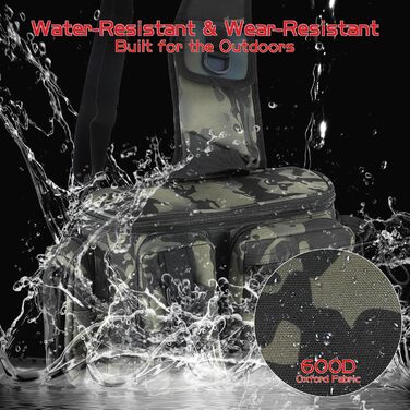 Сумка для риболовлі KoolYouth, водонепроникна сумка для риболовлі на ремні, сумка для риболовлі з нейлону 600D з ручками для перенесення, багатокишенькова сумка для риболовлі Сумка для рибальського спорядження (камуфляж) Камуфляж -1