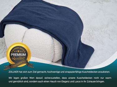 Флісова ковдра ZOLLNER 130x170 см - м&39яка та міцна флісова ковдра - можна прати при температурі до 95C - високоякісна підкладка - антистатичний матеріал - поліестер - темно-синього кольору - сертифікований Oeko-Tex