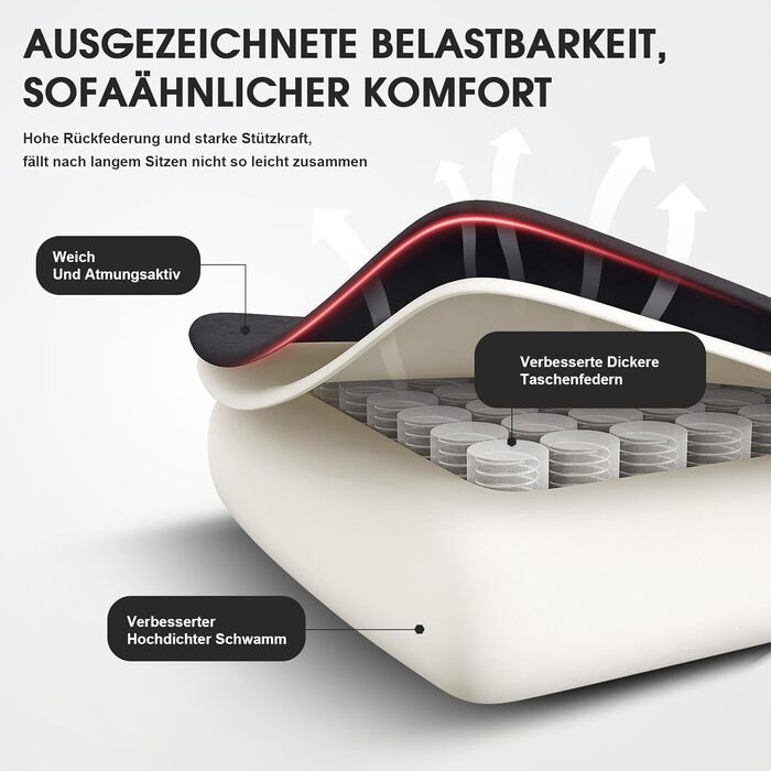 Ігрове крісло Douxlife з тканини та функцією масажу, розширена пружинна подушка сидіння, ергономічне офісне крісло, ігрове крісло для ПК з підставкою для ніг, 158 кг, чорний колір