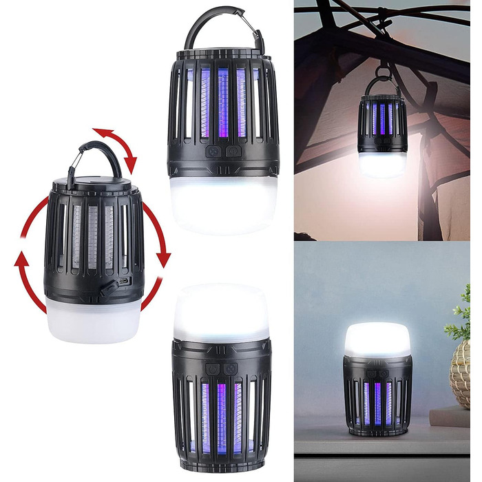 Ліхтар від комарів Exbuster УФ-засіб від комах 2-в-1 та кемпінговий ліхтар з акумуляторною батареєю, регульованою яскравістю, USB (кемпінговий ліхтар від комарів, лампа від комарів, настільна лампа на батарейках)