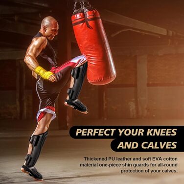 Щитки для гомілок NZQXJXZ для кікбоксингу та муай-тай, регульовані захисні накладки на ноги із захистом підйому стопи, спорядження для тренувань з бойових мистецтв, ММА та спарингу