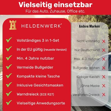 Автомобільна комбінована сумка (3 в 1) відповідно до чинного стандарту 2024 - Вкл. попереджувальний трикутник, захисний жилет - Ап