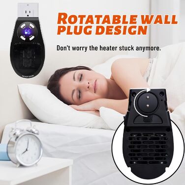 Керамічний вентилятор Hillylolly потужністю 500 Вт, вентилятор-обігрівач, що підключається до мережі, міні-вентилятор-обігрівач, настінний електричний обігрівач, енергозберігаючий та тихий вентилятор-обігрівач для ванних кімнат та кімнат (чорний)