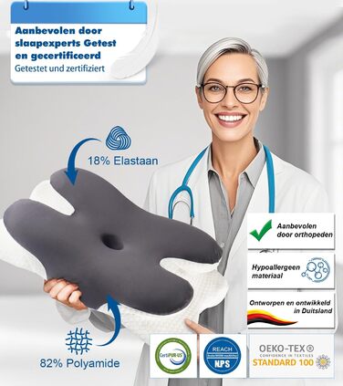 Подушка для шиї IDEA, ергономічна ортопедична подушка з піни з ефектом пам&39яті, переможець тесту на зняття болю в шиї, подушка для підтримки шиї, дорожня подушка, подушка для шиї для дорослих