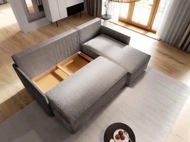 Кутовий диван Masseno PERUSI з функцією сну, L-подібна форма, класичний диван з місцем для зберігання, диван для вітальні, кушетка, диван-ліжко, комплект диванів - Бузковий, POSO 130