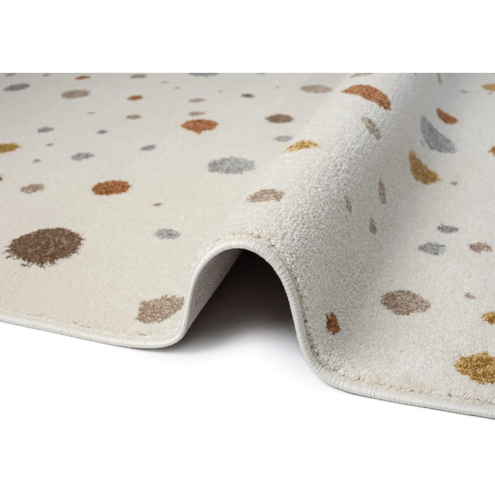 Килим Beat Kids Modern м'який дитячий килим, м'який ворс, простий у догляді, стійкий до кольору, малюнок в крапку, кремовий, 120 x