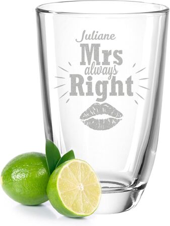 Набір з 2 келихів Montana GIN - Mr Right & Mrs Always Right з бажаними іменами - персоналізований подарунок для колег, хороших друзів та сім'ї - келихи GIN тонік GIN - подарунковий набір для вечірки