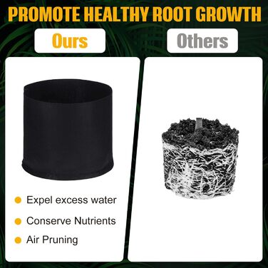 Мішки для рослин Zubebe на 60 предметів, садові мішки на вагу, вентильовані горщики для вирощування, міцні горщики для рослин з потовщеної нетканої тканини, чорні контейнери для картоплі, помідорів, овочів, квітів, фруктів (5 галонів)