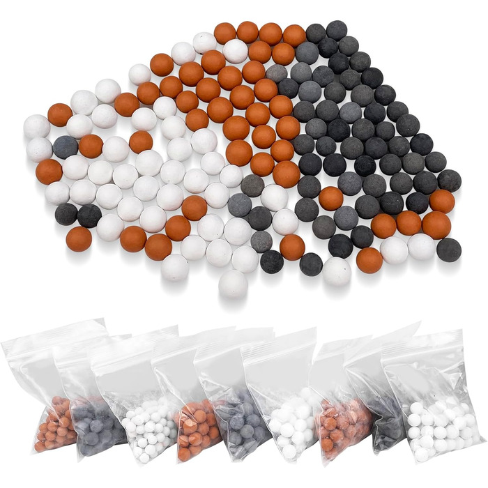 Душова насадка для фільтра з намистинами, душова насадка, фільтр проти випадіння волосся з вапняним нальотом, фільтруючі камені, антибактеріальні іонні фільтри, мінеральні камінці для видалення хлору, 9 Pack Mineral Beads Refill Set