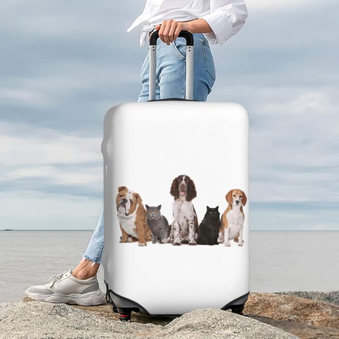 Чохол для валізи з принтом собак та котів, еластичний захист від подряпин, розмір 90 (чорний)