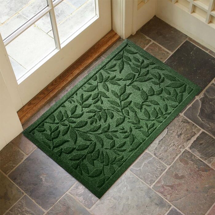 Зелений килимок для дверей для приміщень та вулиці з протиковзкою функцією, килимок для уловлювання бруду, міцний та довговічний гумовий килимок для дверей, (зелений, 45x75 см) 45 x 75 см (прямокутний) зелений
