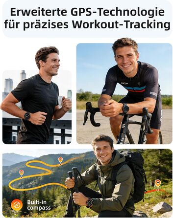 Розумний годинник Parsonver для чоловіків та жінок, вбудований GPS, водонепроникний годинник для плавання 5 атм, басейн/відкрита вода, фітнес-годинник з AMOLED-дисплеєм, понад 100 спортивних режимів, серцевий ритм (чорний, 42 мм) Чорний 42 мм