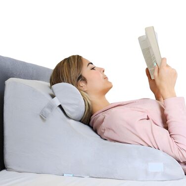 Подушка для читання з піною з ефектом пам&39яті Ергономічна подушка для спини та клиноподібної форми для ліжка, дивана та кушетки Ортопедична подушка для підтримки від болю в спині та напруги, сіра