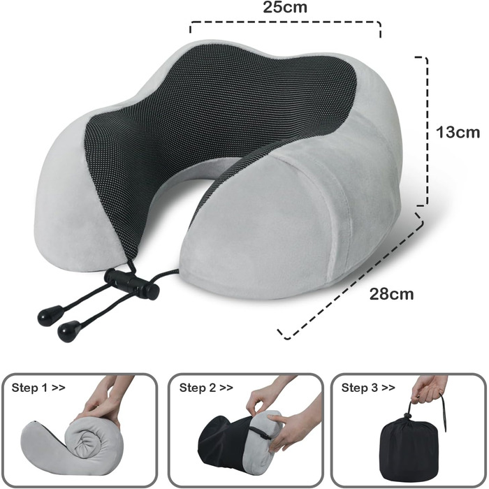 FANHOMAS Neck Pillow Airplane, Travel Pillow Memory Foam, U-shaped Travel Neck Pillow Neck Pillow Adults with Sleep Mask and Earplags Bring Along for Airplane Car Office - Grey (Gray), FANHOMAS Neck Pillow Airplane, Travel Pillow Memory Foam, U-shaped Tra