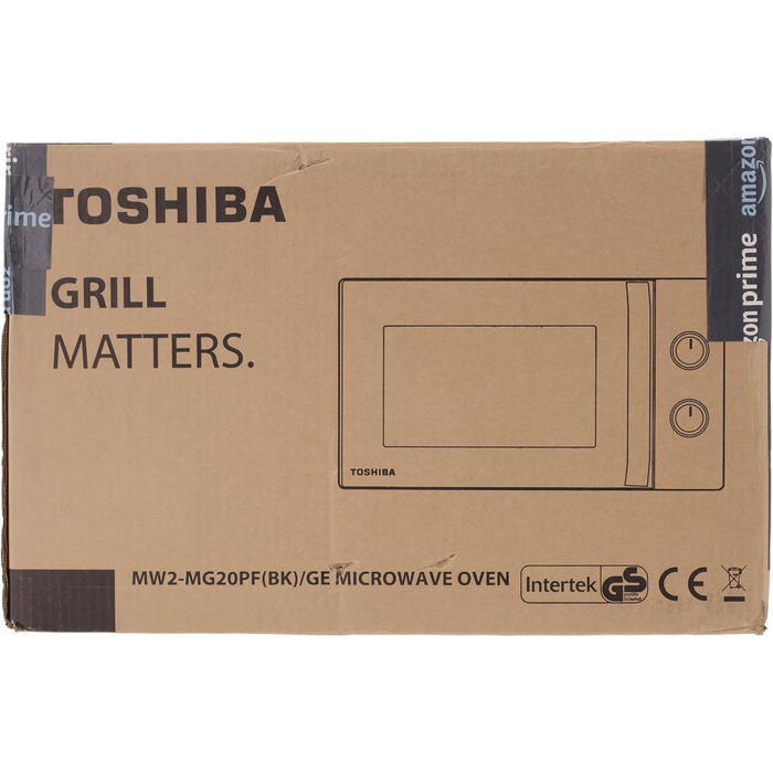 Мікрохвильова піч Toshiba MW2-MG20PF(BK)/GE 800 Вт з хрустким грилем і функцією комбінованого приготування, 5 рівнів потужності, потужність гриля 1000 Вт, чорний гриль 20 л чорний