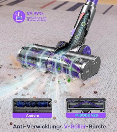 Акумуляторний пилосос MIBODE 45000Pa, акумуляторний пилосос потужністю 550 Вт з інтелектуальним дисплеєм, до 60 хвилин роботи, пил