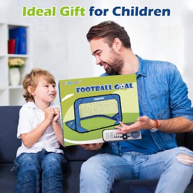 Дитячі футбольні ворота YIMORE для саду з сумкою для перенесення, 4 режими гри, міні-футбольні ворота для дітей, для використання на вулиці та в приміщенні, футбольні ворота для дітей, подарунок для дівчаток та хлопчиків, вік 6-12 років, кислотно-блакитні