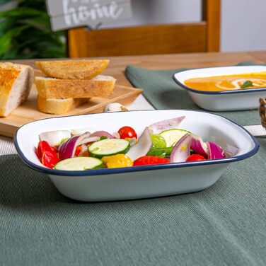 Форма для пирога Argon Tableware з білої емалі - 25,5 см - темно-синя