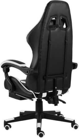 Геймерське крісло з підставкою для ніг, чорно-біла штучна шкіра, модель ігрового крісла 20531