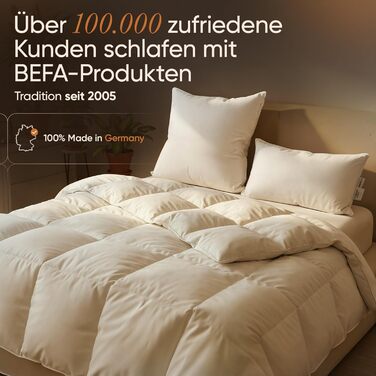 Пухові подушки BEFA NATUR 80x80 см (2 шт.) 3-камерні подушки 90 пух та 10 пера Вага наповнювача 1400 г кожна Гіпоалергенні (NOMITE) Сертифіковані для тварин (DOWNPASS) OEKO-TEX Клас 1 Зроблено в Німеччині 2 шт. 80x80 см