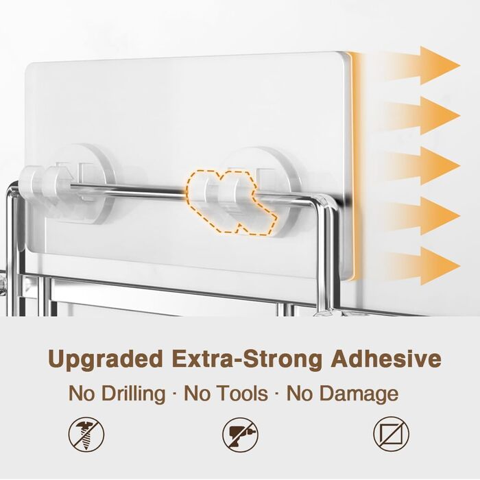 Полиця для душу без свердління, 2 шт., нержавіюча сталь SUS304, клейка полиця для ванної кімнати
