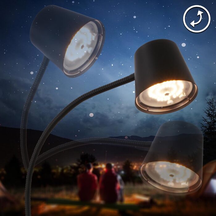 Бездротовий LED-торшер BRILONER з сенсорним керуванням, плавним регулюванням яскравості, змінним акумулятором та лампою, висота 126,5 см, чорний