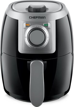 Фритюрниця Chefman TurboFry 1,9 літра, компактний розмір, 60-хвилинний таймер для швидкого та здорового приготування, для картоплі фрі, курки, м'яса, риби, овочів, можна мити в посудомийній машині, чорний