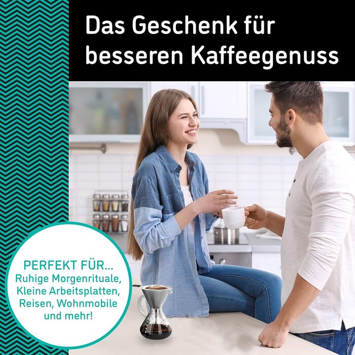 Кавоварка Gator (800 мл) - Кавоварка для фільтрованої кави - Скляний кавник з фільтром з нержавіючої сталі - кавовий аксесуар на 5-6 чашок, безбарвний 800мл