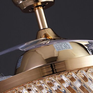 Тихий вентиляторний світильник Кришталевий стельовий вентилятор з пультом дистанційного керування Сучасна висувна стельова люстра