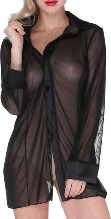 FUIPVGI Sexy Underwear, Lingerie Women Sexy Translucent Shirt Pyjamas Transparent, Negligee Women Nightwear Babydoll Lingerie, Nightdress Bedroom Black, FUIPVGI Sexy Underwear, Lingerie Women Sexy Translucent Shirt Pyjamas Transparent, Negligee Women Nigh