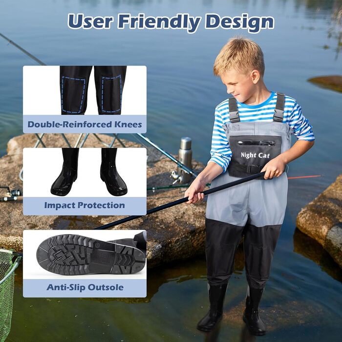 Дитячі вейдерси Night Cat з чобітьми, водонепроникні, дихаючі, для перехресного плавання, сині, вік 4-5 років