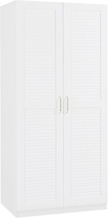 Шафа Finning з 2 дверима, 176 x 80 x 52 см, з 1 рейкою для одягу та 1 верхнім відділенням, біла, ширина 80 см, 1 полиця