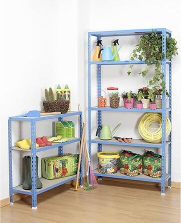 Стелаж Simon Rack для важких умов експлуатації, 1000x1100x400 мм, вантажопідйомність до 200 кг, 3 регульовані полиці, панелі МДФ, підвальний стелаж, стелаж для зберігання, синій/дерев&39яний - Simonclick синій/дерев&39яний 1000x1100x400