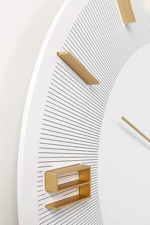 Настінний годинник Kare Design Leonardo, білий/золотий, діаметр 49 см, дерево та алюміній, круглий (батарейки до комплекту не входять)