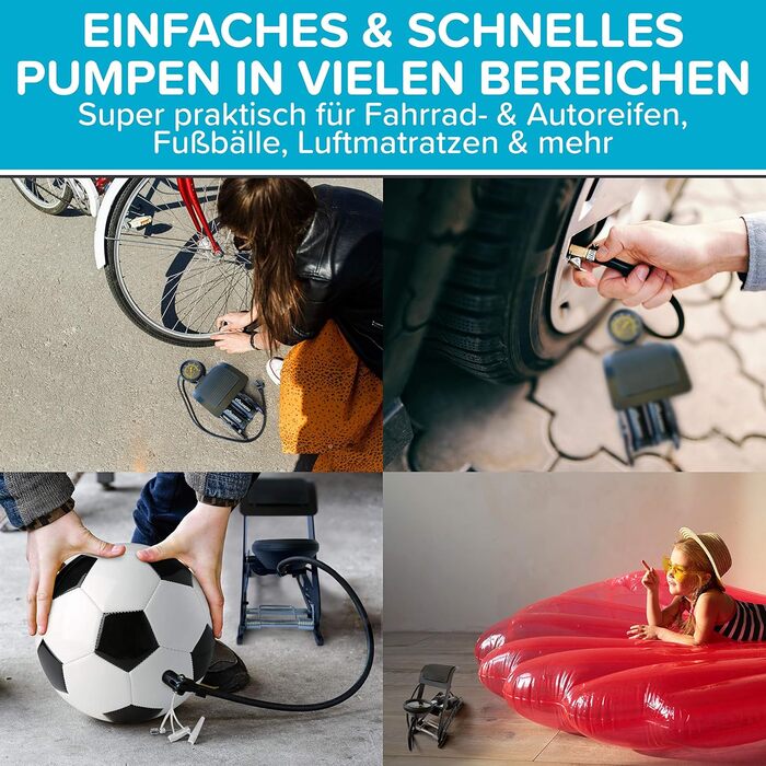 Ножний насос CYCLEHERO з подвійним циліндром та манометром - відзнака ДУЖЕ ДОБРЕ - для всіх клапанів, велосипедний, автомобільний