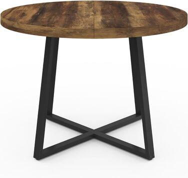 Круглий обідній стіл Selma для 4 осіб, темне дерево Hawkins та чорний, 110 см