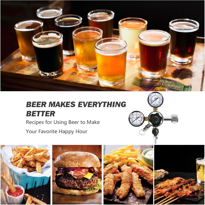 Редуктор тиску Регулятор тиску, CO2 Головний редуктор тиску Подвійний манометр W21.8 Регулятор тиску CO2 для обладнання для дозування, пивоваріння, обладнання для розливу пива