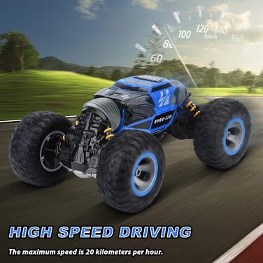 Іграшкова машинка-трюк з акумуляторною батареєю для хлопчиків і дорослих, синя, 141 Remote Control Car - 4WD 2.4GHz RC Car for Kid