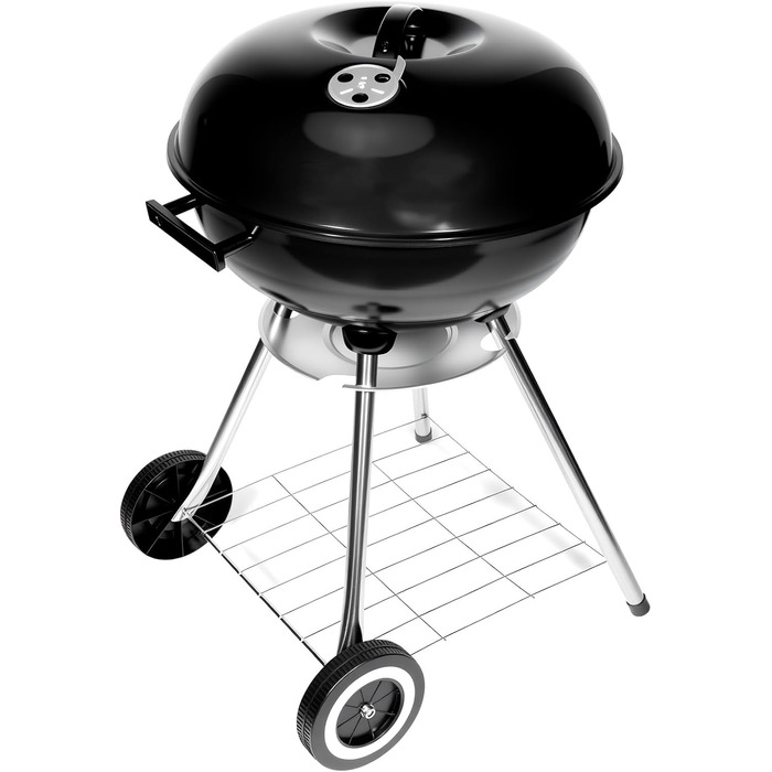 Гриль-мангал вугільний HYCHIKA, Ø47 см (18 дюймів), круглий вертикальний, компактний з кришкою та колесами для саду, балкону, кемпінгу та відпочинку на природі